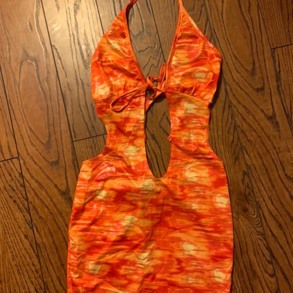 sexy orange party dress